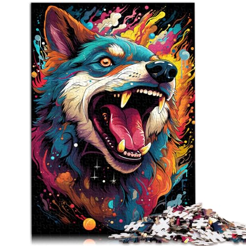 Puzzle 1000 Teile für Erwachsene, farbenfrohes psychedelisches Motiv für Hunde, für Erwachsene und Kinder ab 12 Jahren, Holzpuzzle für Erwachsene, für Familienspaß, Größe: 50 x 75 cm von LXQING