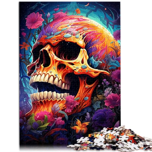 Puzzle 300 Teile für Erwachsene, Bunter Totenkopf malen, für Erwachsene und Kinder ab 12 Jahren, Holzpuzzle, Spielspielzeug für Erwachsene, Familienpuzzle, Geschenk, Größe: 26 x 38 cm von LXQING