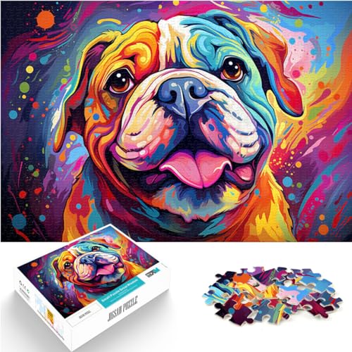 Puzzle 300 Teile für Erwachsene, Farbiger Bulldog, für Erwachsene und Kinder ab 12 Jahren, Holzpuzzle, Cartoon-Puzzle, Größe: 26 x 38 cm von LXQING