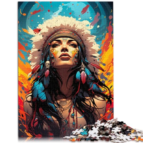 Puzzle 300 Teile für Erwachsene, Indianerfrauen, farbenfrohes psychedelisches Motiv, für Erwachsene und Kinder, Holzpuzzle, tolles Geschenk für Erwachsene, Größe: 26 x 38 cm von LXQING