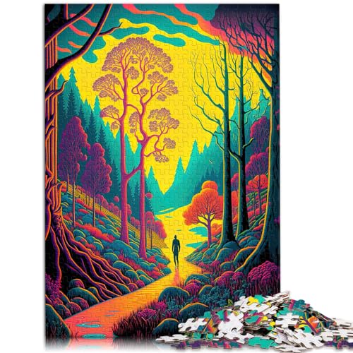 Puzzle 300 Teile für Erwachsene, Neonlandschaft, für Erwachsene und Kinder ab 12 Jahren, Holzpuzzle, Puzzlegeschenk für Erwachsene, Größe: 26 x 38 cm von LXQING