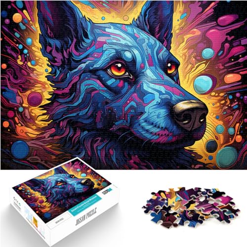 Puzzle 300 Teile für Erwachsene, Psychedelischer Farbwolf, Holzpuzzle für Erwachsene, Familien oder Kinder, Lernspiel für Erwachsene und Kinder, Größe: 26 x 38 cm von LXQING