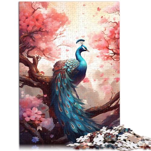 Puzzle 300 Teile für Erwachsene, Sakura und Pfau, für Kinder ab 12 Jahren, Holzpuzzle, Spielspielzeug für Erwachsene, Größe: 26 x 38 cm von LXQING