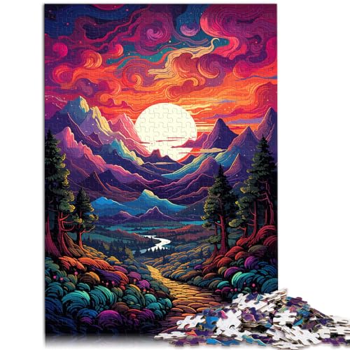 Puzzle 300 Teile für Erwachsene, farbenfrohe Fantasie-Sonnenuntergangslandschaftskunst, für Erwachsene und Kinder ab 12 Jahren, Holzpuzzle, Lernspiele, Größe: 26 x 38 cm von LXQING