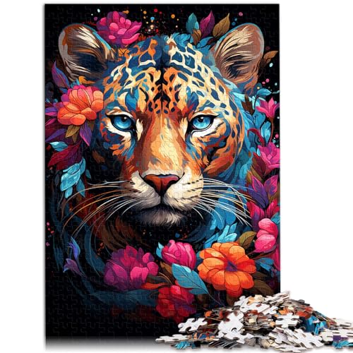 Puzzle 300 Teile für Erwachsene, farbenfrohe psychedelische Leopardenfarbe, für Erwachsene und Kinder ab 12 Jahren, Holzpuzzle, Stressabbau-Spielzeug, Größe: 26 x 38 cm von LXQING