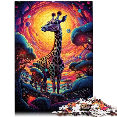 Puzzle 500 Teile, Bunte Giraffe, für Erwachsene und Kinder ab 12 Jahren, Holzpuzzle, pädagogisches Puzzle zum Stressabbau, Größe: 38 x 52 cm von LXQING
