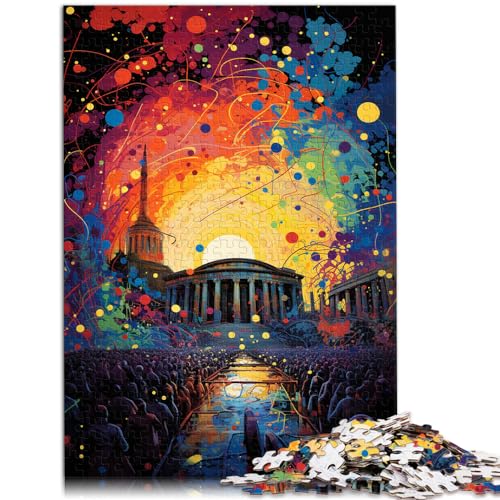 Puzzle 500 Teile, Die farbenfrohe Psychedelia der Akropolis, Holzpuzzle für Teenager und Kinder, Denkspiel, Spielzeug, Größe: 38 x 52 cm von LXQING
