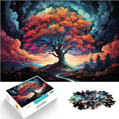 Puzzle 500 Teile, Majestätischer farbenfroher Psychedelischer Baum, Holzpuzzle für Erwachsene und Kinder, Lernpuzzle, Familienspiel, Größe: 38 x 52 cm von LXQING