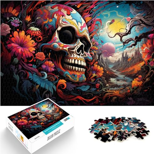 Puzzle 500 Teile für Erwachsene, Bunte Psychedelia feuriger Monster, Holzpuzzle für Erwachsene und Kinder, Tolles Geschenk für Erwachsene, Größe: 38 x 52 cm von LXQING