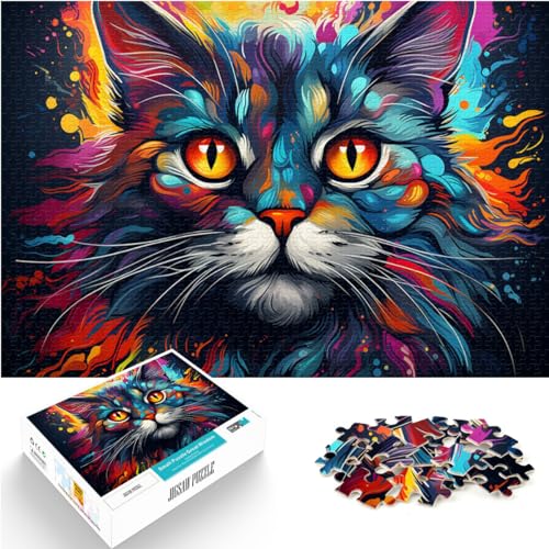 Puzzle 500 Teile für Erwachsene, Fantasie-Farbkatze, Geeignet für Erwachsene und Kinder über 12 Jahre, Holzpuzzle, Spiele, Spielzeug, Geschenk, Größe: 38 x 52 cm von LXQING