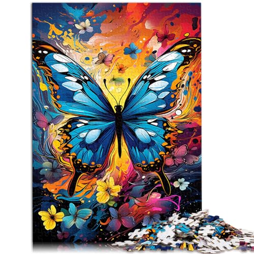 Puzzle 500 Teile für Erwachsene, Psychedelischer Schmetterling, geeignet für Kinder ab 12 Jahren, Holzpuzzle, anspruchsvoll, Größe: 38 x 52 cm von LXQING