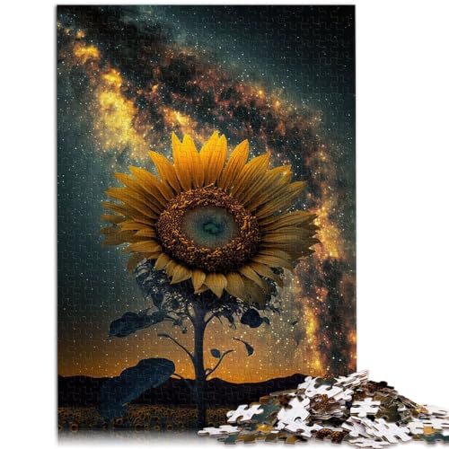 Puzzle 500 Teile für Erwachsene, Sonnenblume aus dem Universum, für Erwachsene und Kinder ab 12 Jahren, Holzpuzzle, Entspannungspuzzlespiele, Größe: 38 x 52 cm von LXQING