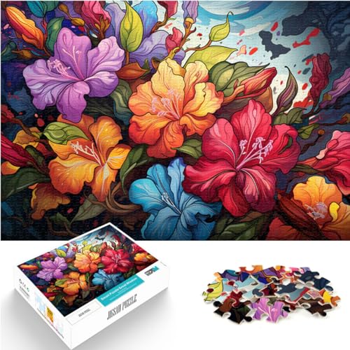 Puzzle 500 Teile für Erwachsene, psychedelische Bunte Blumen, für Erwachsene und Familien, Holzpuzzle, tolles Geschenk für Erwachsene, Größe: 38 x 52 cm von LXQING