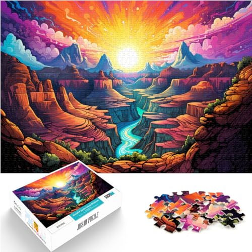 Puzzle 500 Teile für Erwachsene und Kinder von，Die psychedelische Welt des amerikanischen Grand Canyon，für Erwachsene & Kinder Holzpuzzles，Weihnachtsgeburtstagsgeschenk，Größe：38x52cm von LXQING