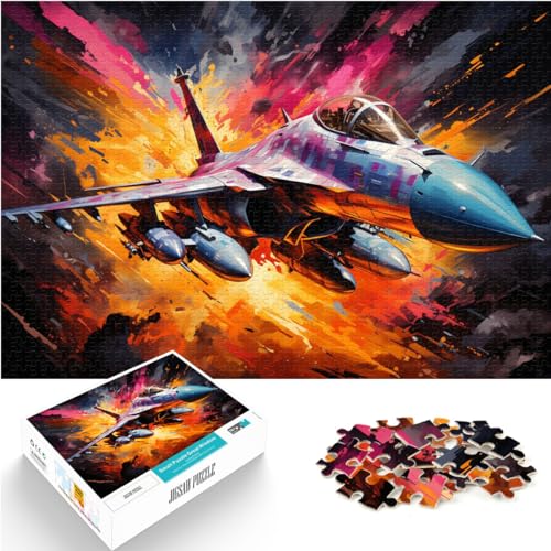 LXQING Puzzle für Erwachsene, 1000-teiliges Holzpuzzle 'Kampfjet im farbigen Himmel', geeignet für Erwachsene und Kinder ab 12 Jahren, 50 x 75 cm von LXQING