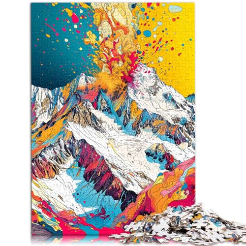 Puzzle für Erwachsene, 1000 Stück, „Die farbenfrohe Psychedelia des Mont Blanc“, für Kinder ab 12 Jahren, Holzpuzzle, Familienaktivitätspuzzle, Größe: 50 x 75 cm von LXQING