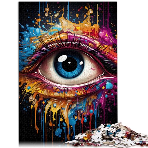 Puzzle für Erwachsene, 1000 Teile, Augen ausmalen, geeignet für Erwachsene und Kinder ab 12 Jahren, Holzpuzzle, tolles Geschenk für Erwachsene, Größe: 50 x 75 cm von LXQING