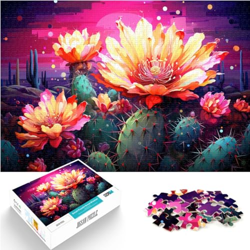 Puzzle für Erwachsene, 1000 Teile, Bunte Saguaro-Kaktusblüte, für Erwachsene, Familien oder Kinder, Holzpuzzle, Denkspiel, Größe: 50 x 75 cm von LXQING