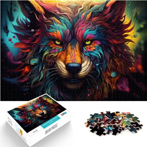 Puzzle für Erwachsene, 1000 Teile, Bunter, Psychedelischer, bizarrer Wolf, Geeignet für Erwachsene und Kinder ab 12 Jahren, Holzpuzzle, Schwieriges, schweres Puzzle für Frauen und Männer,50 x 75 cm von LXQING