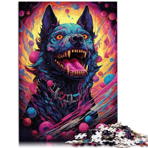 Puzzle für Erwachsene, 1000 Teile, Bunter, Psychedelischer, böser Hund aus der Zukunft, für Erwachsene und Jugendliche ab 12 Jahren, Holzpuzzle, anspruchsvolles Spielpuzzle, Größe: 50 x 75 cm von LXQING