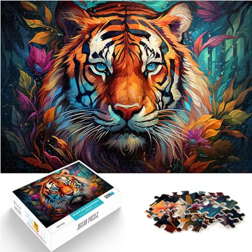 Puzzle für Erwachsene, 1000 Teile, Bunter, wütender Tiger, für Erwachsene und Kinder ab 12 Jahren, Holzpuzzle, Unterhaltung, Größe: 50 x 75 cm von LXQING