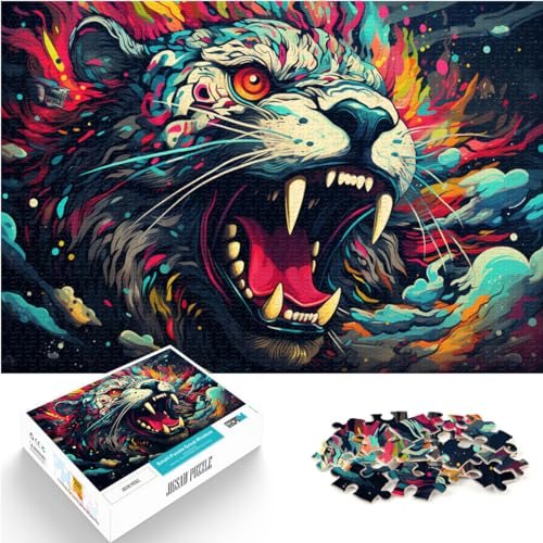 Puzzle für Erwachsene, 1000 Teile, Bunter Alien-Tiger, für Erwachsene und Kinder ab 12 Jahren, Holzpuzzle, anspruchsvolles Spiel, Größe: 50 x 75 cm von LXQING