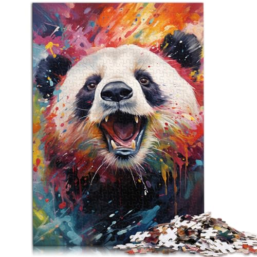 Puzzle für Erwachsene, 1000 Teile, Bunter Psychedelischer Panda, für Erwachsene und Kinder ab 12 Jahren, Holzpuzzle, Denkspiel, Größe: 50 x 75 cm von LXQING