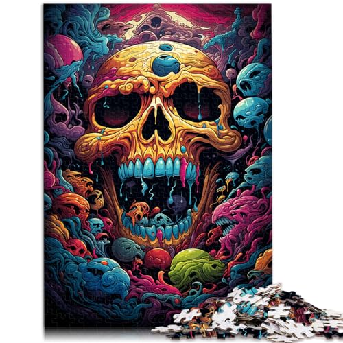 Puzzle für Erwachsene, 1000 Teile, Bunter Psychedelischer Totenkopf, für Erwachsene und Kinder ab 12 Jahren, Holzpuzzle, Zeitvertreib zu Hause, Größe: 50 x 75 cm von LXQING