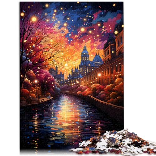 Puzzle für Erwachsene, 1000 Teile, Die farbenfrohe Psychedelia des Rideau-Kanals, für Erwachsene und Kinder ab 12 Jahren, Holzpuzzle, Spiele für Erwachsene, Größe: 50 x 75 cm von LXQING