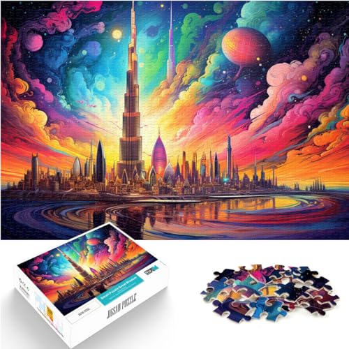 Puzzle für Erwachsene, 1000 Teile, Dubai Burj Khalifa, für Erwachsene und Kinder ab 12 Jahren, Holzpuzzle, Familienunterhaltungsspielzeug, Größe: 50 x 75 cm von LXQING