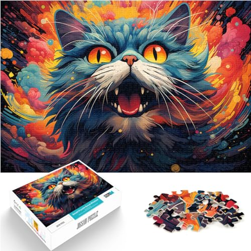Puzzle für Erwachsene, 1000 Teile, Fantasie-Katze, farbenfrohe Kunst, für Erwachsene und Kinder ab 12 Jahren, Holzpuzzle, Heimkunstdekor, Größe: 50 x 75 cm von LXQING