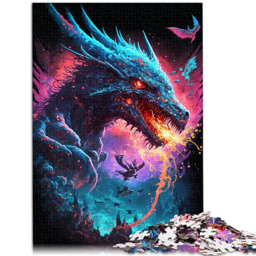 Puzzle für Erwachsene, 1000 Teile, Fantasy-Drache, Holzpuzzle für Teenager und Kinder, lustige Puzzles für die ganze Familie, Größe: 50 x 75 cm von LXQING