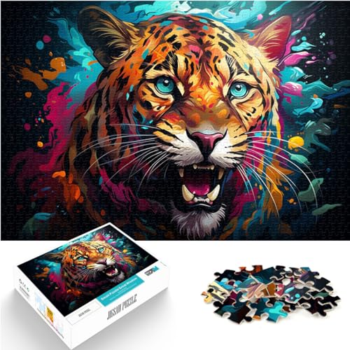 Puzzle für Erwachsene, 1000 Teile, Farbiger Fantasie-Leopard, Holzpuzzle für Jugendliche und Kinder, Lernspiel, Größe: 50 x 75 cm von LXQING
