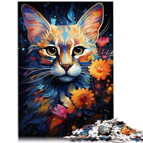 Puzzle für Erwachsene, 1000 Teile, Geheimnisvolle Savannenkatze, für Erwachsene und Kinder ab 12 Jahren, Holzpuzzle, Lernspiele für zu Hause, DIY-Spielzeug, Größe: 50 x 75 cm von LXQING