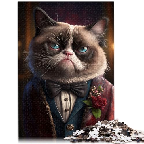 Puzzle für Erwachsene, 1000 Teile, Grumpy Cat Kostüm, geeignet für Erwachsene, Holzpuzzle, Heimkunstdekor, Größe: 50 x 75 cm von LXQING