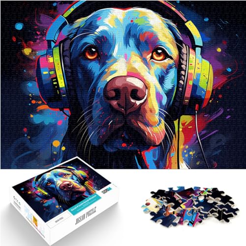 Puzzle für Erwachsene, 1000 Teile, Hund hört Musik, für Erwachsene und Kinder ab 12 Jahren, Holzpuzzle, für Familienspaß und Spieleabende, Größe: 50 x 75 cm von LXQING