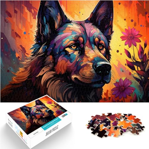 Puzzle für Erwachsene, 1000 Teile, Hund in psychedelischen Farben, geeignet für Erwachsene und Kinder ab 12 Jahren, Holzpuzzle, tolles Geschenk für die ganze Familie, Größe: 50 x 75 cm von LXQING