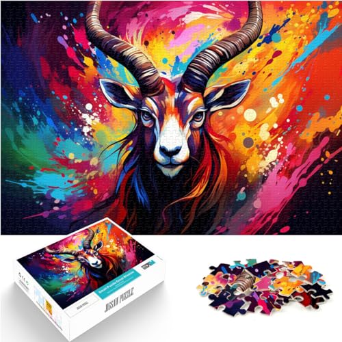 Puzzle für Erwachsene, 1000 Teile, Oryx-Antilope in leuchtenden Farben, Holzpuzzle für Erwachsene und Kinder, Lernspiel, Größe: 50 x 75 cm von LXQING