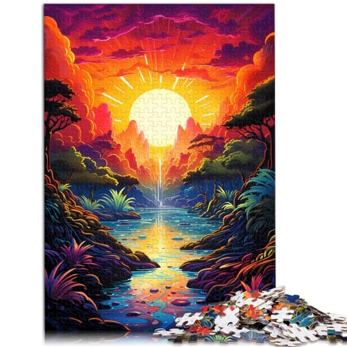 Puzzle für Erwachsene, 1000 Teile, Seltsamer farbenfroher Sonnenuntergang, für Kinder ab 12 Jahren, Holzpuzzle, pädagogisches Puzzle zum Stressabbau, Größe: 50 x 75 cm von LXQING