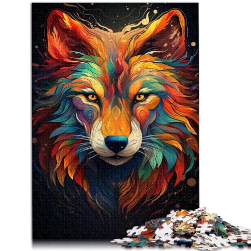 Puzzle für Erwachsene, 1000 Teile, Wolf zum Ausmalen, für Erwachsene und Kinder ab 12 Jahren, Holzpuzzle, Heimdekorationspuzzle, Größe: 50 x 75 cm von LXQING