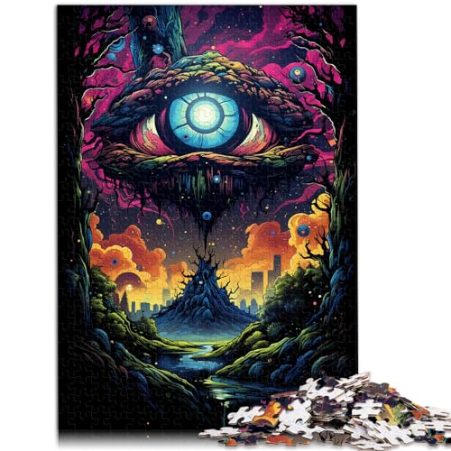 Puzzle für Erwachsene, 1000 Teile, farbenfrohe, psychedelische, dunkle Nachtaugen, geeignet für Erwachsene, Holzpuzzle für Erwachsene, Lernspiel, Größe: 50 x 75 cm von LXQING