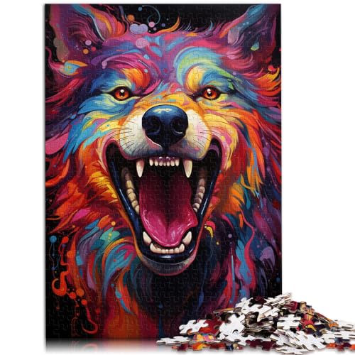 Puzzle für Erwachsene, 1000 Teile, farbenfrohe Kunst, Psychedelischer Wolf, geeignet für Erwachsene und Kinder ab 12 Jahren, Holzpuzzle, Lernspiel für Erwachsene und Kinder, Größe: 50 x 75 cm von LXQING