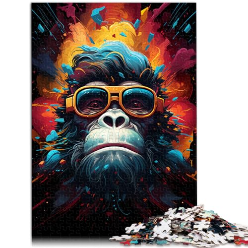 Puzzle für Erwachsene, 1000 Teile, farbenfrohe Psychedelia wütender Affen, für Erwachsene und Kinder ab 12 Jahren, Holzpuzzle, unterhaltsame Spiele für Erwachsene, Größe: 50 x 75 cm von LXQING