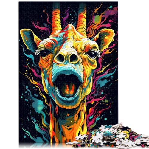 Puzzle für Erwachsene, 1000 Teile, farbenfrohe psychedelische Giraffe, für Erwachsene und Jugendliche ab 12 Jahren, Holzpuzzle, Lernspiel für Erwachsene und Kinder, Größe: 50 x 75 cm von LXQING