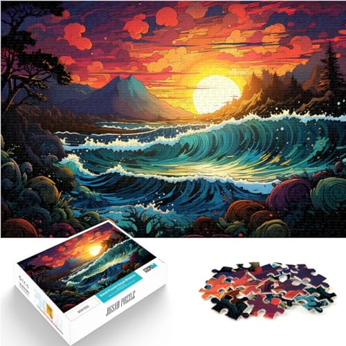 Puzzle für Erwachsene, 1000 Teile, farbenfroher, Psychedelischer Ozean, Holzpuzzle für Erwachsene und Kinder, pädagogisches Puzzle zum Stressabbau, Größe: 50 x 75 cm von LXQING