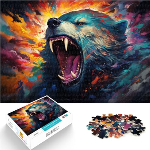 Puzzle für Erwachsene, 1000 Teile, farbenfroher Fantasy-Puzzle mit gewalttätigem Bären, aus Holz für Erwachsene und Familien, lustige Aktivitäten zu Hause, Geburtstagsgeschenk, Reisegeschenk, von LXQING