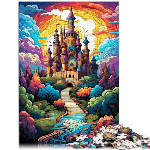 Puzzle für Erwachsene, 1000 Teile, farbenfrohes psychedelisches Fantasieschloss, für Erwachsene und Kinder ab 12 Jahren, Holzpuzzle, Denkspiel, Spielzeug, Größe: 50 x 75 cm von LXQING