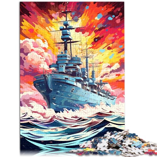 Puzzle für Erwachsene, 1000 Teile, farbenfrohes psychedelisches Retro-Schlachtschiff, für Erwachsene und Kinder ab 12 Jahren, Holzpuzzle, Familienaktivität, Größe: 50 x 75 cm von LXQING