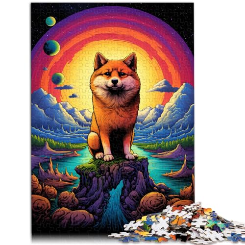 Puzzle für Erwachsene, 1000 Teile, süßer Shiba Inu in süßer Farbe, Holzpuzzle für Erwachsene und Kinder, Denksportaufgaben für Erwachsene, Größe: 50 x 75 cm von LXQING