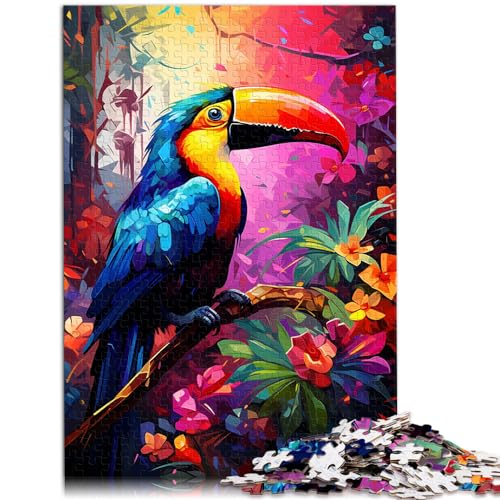 Puzzle für Erwachsene, 300 Teile, „Bunter Tukan malen“, Holzpuzzle als Geschenk für Erwachsene, lustige Aktivitäten zu Hause, Geburtstagsgeschenk, Reisegeschenk, Größe: 26 x 38 cm von LXQING